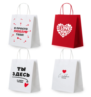 Пакет подарочный бумажный 26х32см ЗОЛОТАЯ СКАЗКА Love Story