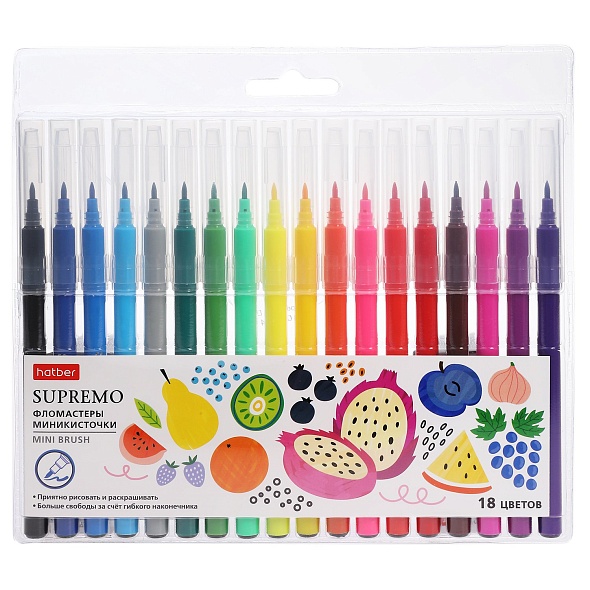 Фломастеры Hatber миникисть Supremo 18цв.