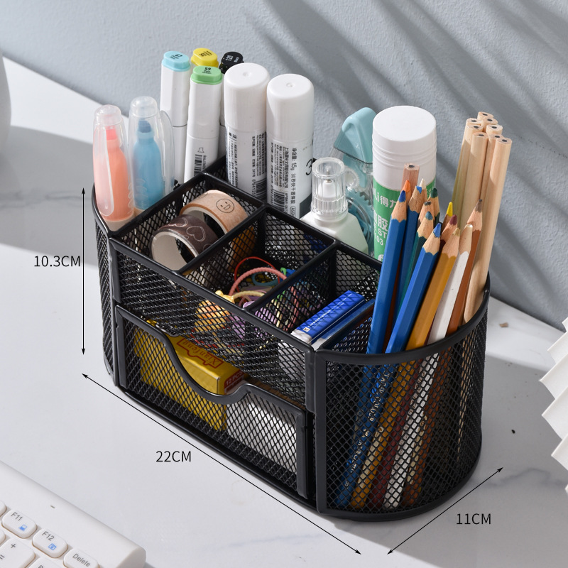 Подставка настольная 9 секций металлическая, сетчатая, черная, 105х220х110мм