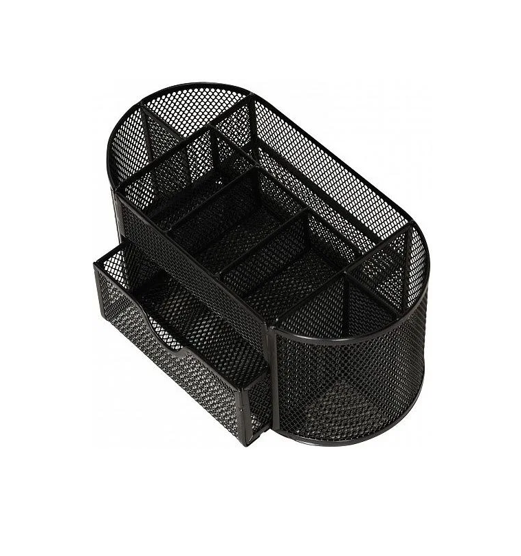 Подставка настольная 9 секций металлическая, сетчатая, черная, 105х220х110мм