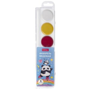 Акварель Hatber Плюшевые панды  6цв. без кисти п/к