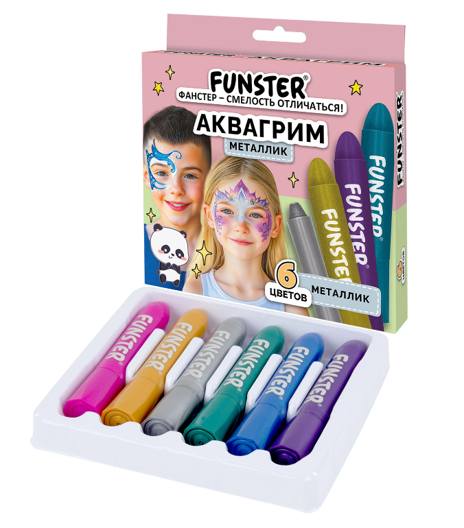 Аквагрим для лица и тела FUNSTER МЕТАЛЛИК 6 цветов