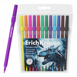 Фломастеры Erich Krause Techno Dino, 12 цветов
