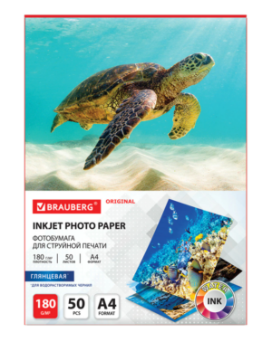 Фотобумага BRAUBERG ORIGINAL А4, 180г/м 50л. глянцевая односторонняя