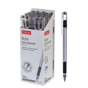 Ручка шариковая Hatber Byte черная 0,7мм грип