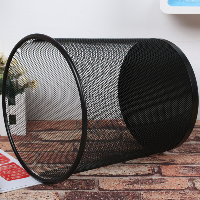 Корзина для бумаг  9л круглая, металлическая, сетчатая, черная