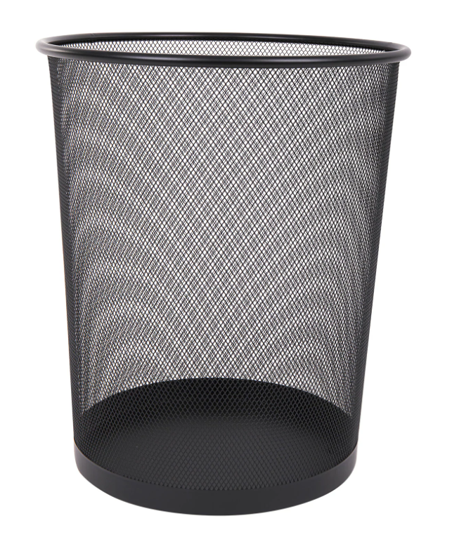 Корзина для бумаг  9л круглая, металлическая, сетчатая, черная