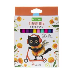 Фломастеры Hatber ECO ЖЖ-МЯУ 24цв. к/к