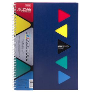 Тетрадь 96л. А4 клетка Hatber PROGRESSIVE CANVAS Синяя, пластик.обл. с разделителями