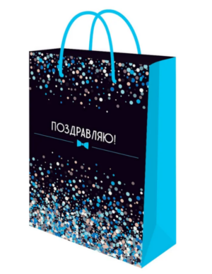 Пакет подарочный бумажный 22х31см (ML) MILAND Праздник конфетти