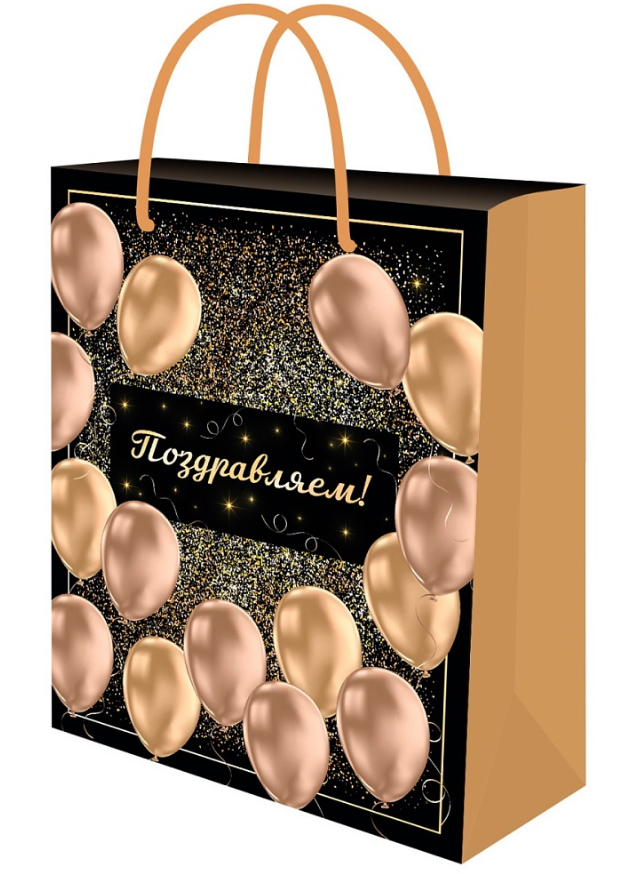 Пакет подарочный бумажный 26,4х32,7см (L) MILAND Праздничные шары