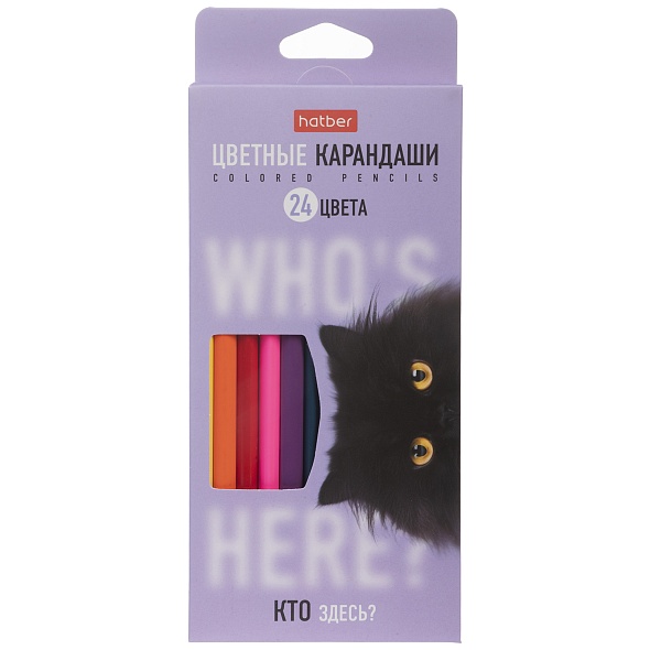 Карандаши цветные Hatber Кто здесь? 24цв. трехгран.корпус