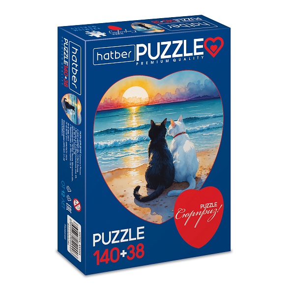 ПАЗЛЫ 140+38 эл. А4 Два сердца Коты и море 2 в 1
