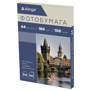 Фотобумага Alingar А4, 180г/м 100л. глянцевая односторонняя