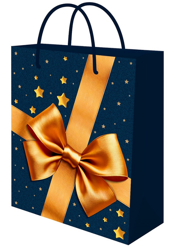 Пакет подарочный бумажный 26,4х32,7см (L) MILAND Праздничный бант