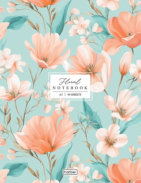 Бизнес-блокнот А5 80л. Hatber Floral, клетка