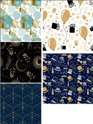 Бумага подарочная 100х70см MILAND Современная коллекция, ассорти 5 дизайнов