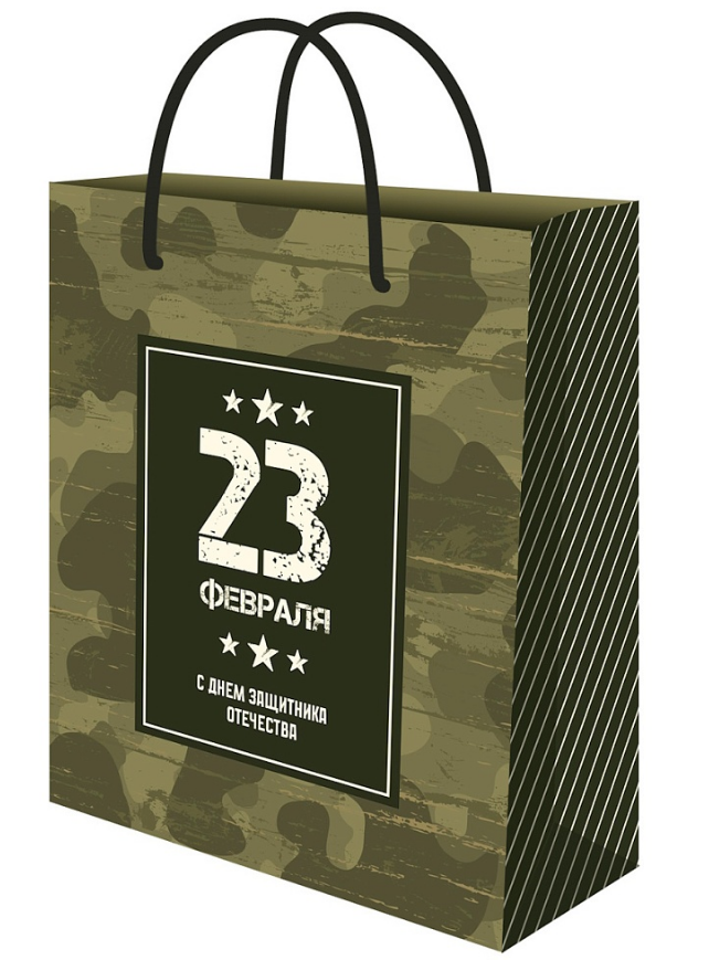 Пакет подарочный бумажный 26,4х32,7см (L) MILAND 23 Февраля!