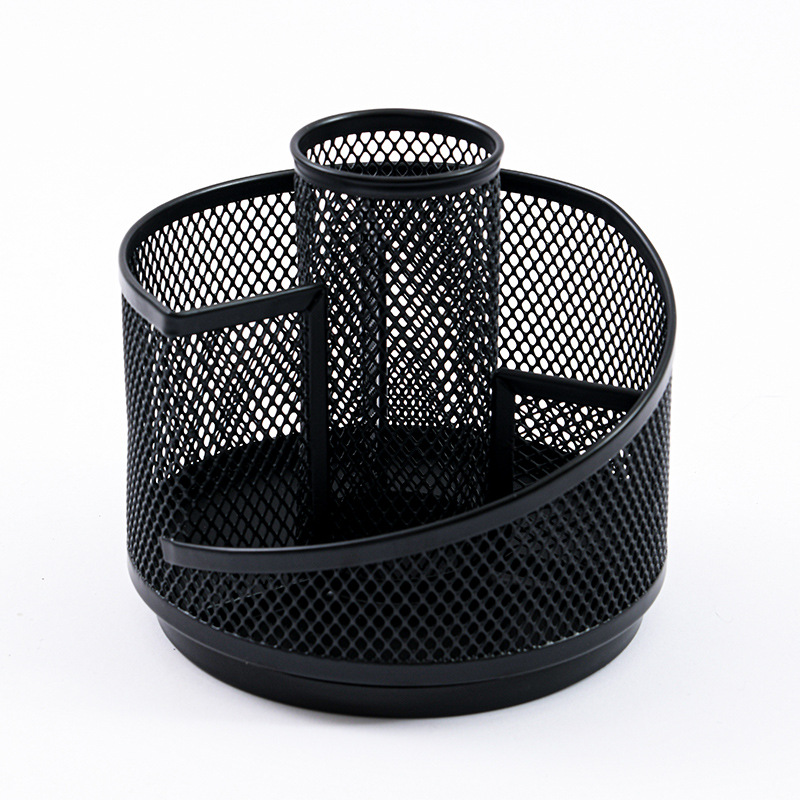 Подставка настольная 5 секций металлическая, вращающаяся, сетчатая, черная