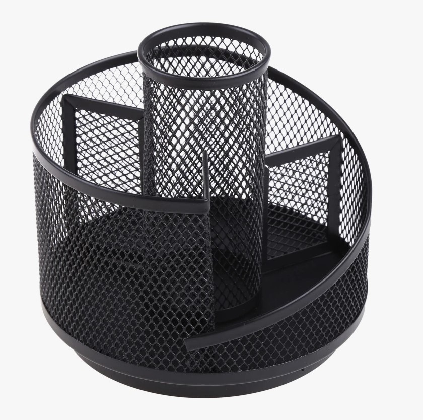 Подставка настольная 5 секций металлическая, вращающаяся, сетчатая, черная