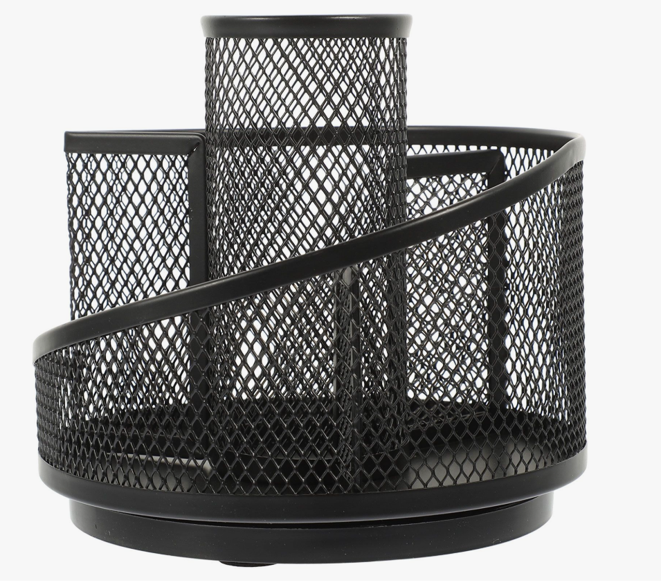 Подставка настольная 5 секций металлическая, вращающаяся, сетчатая, черная