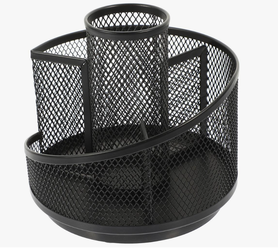 Подставка настольная 5 секций металлическая, вращающаяся, сетчатая, черная