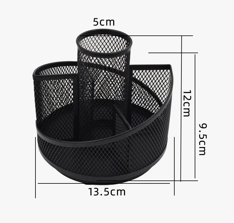Подставка настольная 5 секций металлическая, вращающаяся, сетчатая, черная