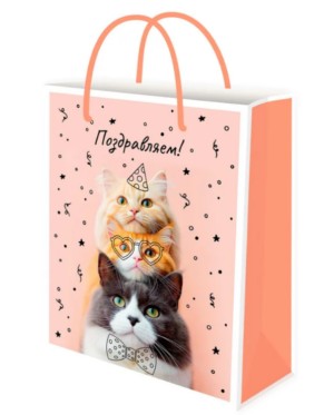 Пакет подарочный бумажный 26,4х32,7см (L) MILAND Милые питомцы