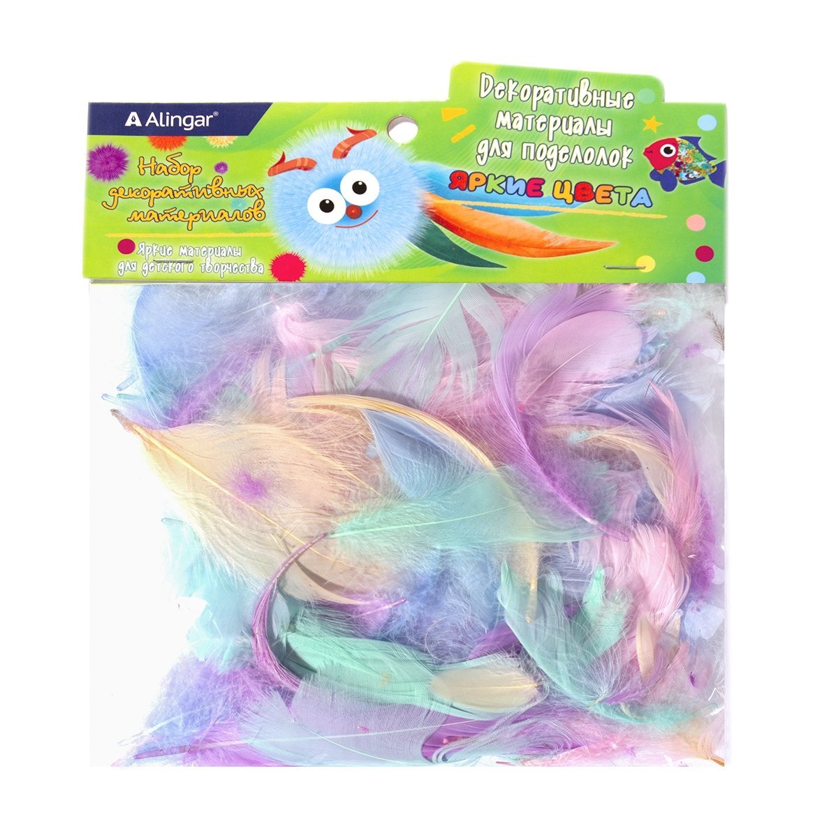 Перья декоративные Alingar 4г пушистые, Пастельное ассорти