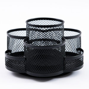 Подставка настольная 7 секций металлическая, вращающаяся, сетчатая, черная (Цветок)