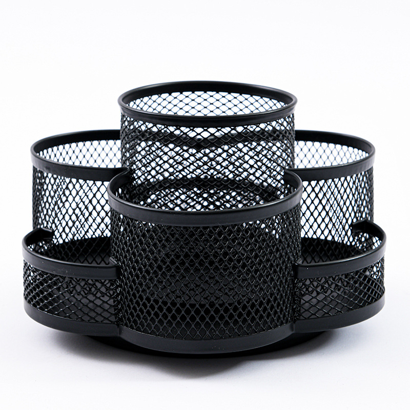 Подставка настольная 7 секций металлическая, вращающаяся, сетчатая, черная (Цветок)