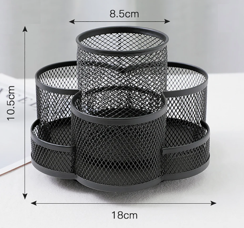 Подставка настольная 7 секций металлическая, вращающаяся, сетчатая, черная (Цветок)