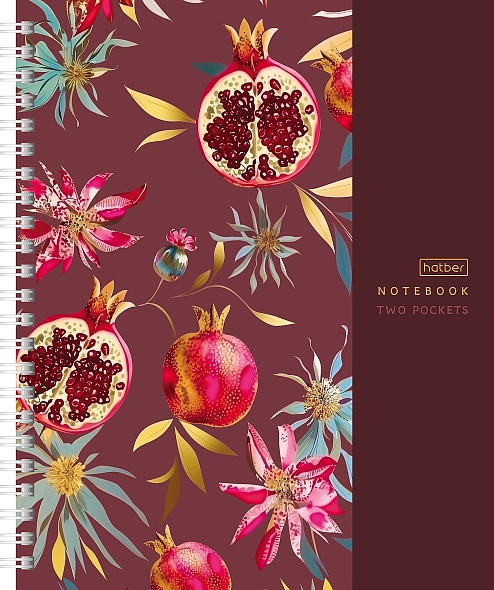 Тетрадь 96л. клетка Hatber Golden fruits garnet, с карманом на гребне