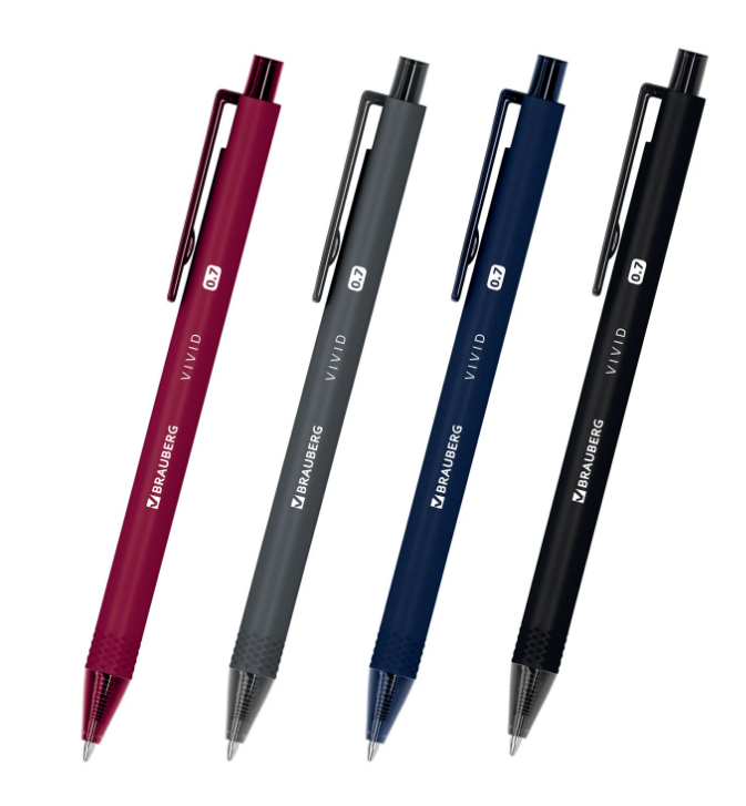 Ручка шариковая автомат. BRAUBERG VIVID синяя 0,7мм