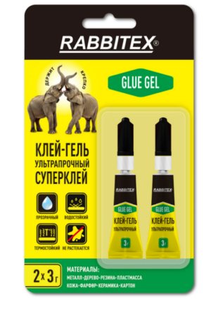Клей-гель секундный RABBITEX суперклей, набор 2х3 грамм