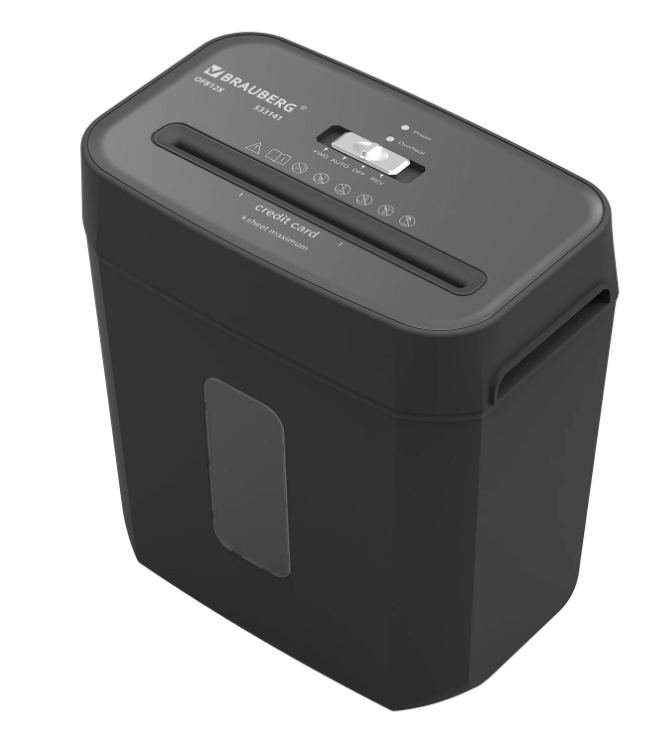 Уничтожитель BRAUBERG OF-812X, 4 уровень секретности, 4х35мм, 8 листов