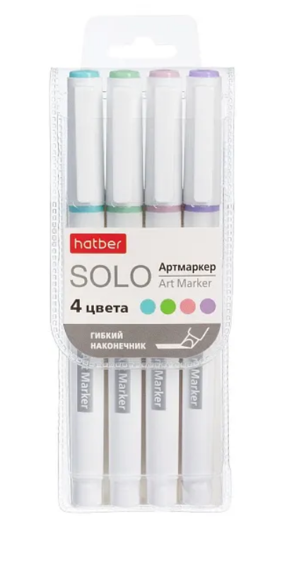 Набор выделителей текста Hatber Соло 4 цв. пастель, мягкий наконечник