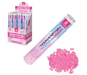 Хлопушка 30см ЗОЛОТАЯ СКАЗКА "Мальчик или девочка", бумага, розовый цвет