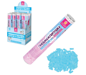 Хлопушка 30см ЗОЛОТАЯ СКАЗКА "Мальчик или девочка", бумага, голубой цвет