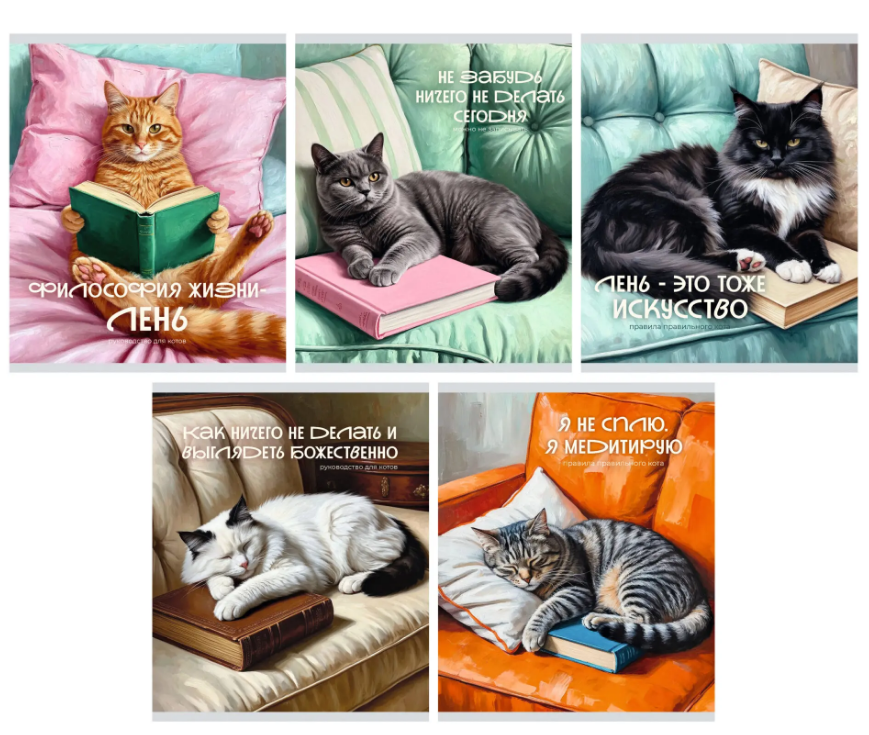 Тетрадь 48 л. клетка Эксмо Кот и лень