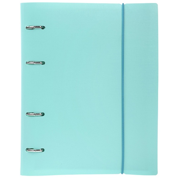 Тетрадь120л. А5 на кольцах Hatber VELVET Бирюза, пластиковая обложка на резинке