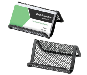 Подставка для визиток настольная BRAUBERG Germanium, металлическая, черная
