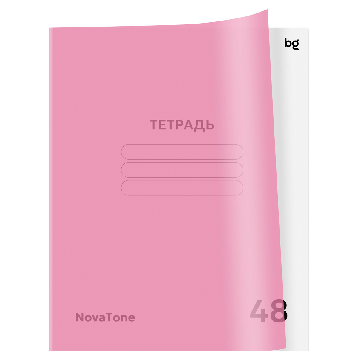 Тетрадь 48 л. клетка BG Новатон Пыльная роза, пластиковая обложка