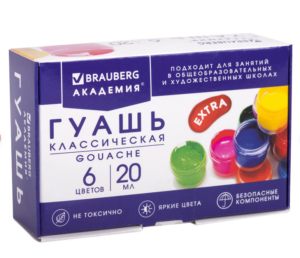 Гуашь  6 цв. BRAUBERG Академия Классическая Экстра, по 20мл