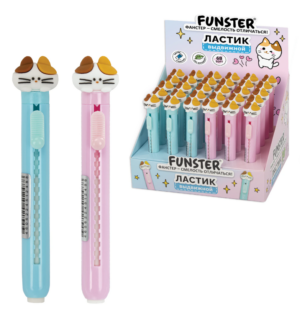 Ластик FUNSTER Котенок, выдвижной, пастельные цвета корпуса ассорти