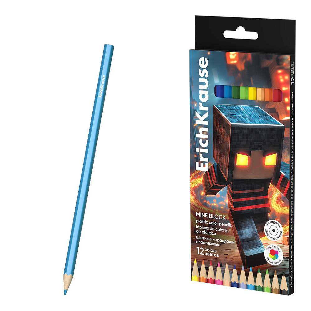 Карандаши цветные Erich Krause Mine Block 12цв. пластиковые