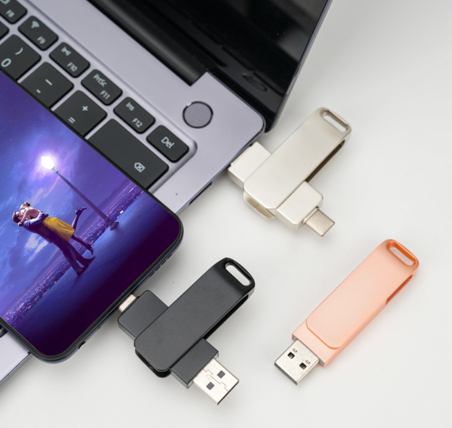 Флеш-диск 128 GB с двумя интерфейсами Tape-C и USB 3.0