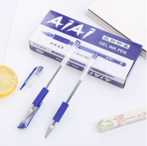 Ручка гелевая AIAI 0,5мм синяя с резиновым гриппом 