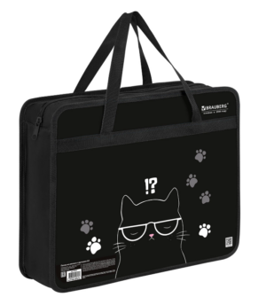 Папка с ручками BRAUBERG А4 Tough cat, 8см