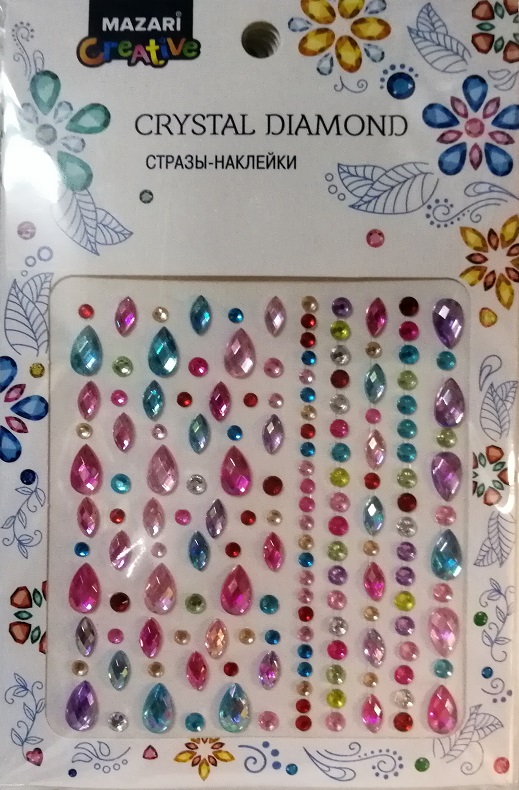 Стразы-наклейки акриловые Mazari, ассорти 6 диз.